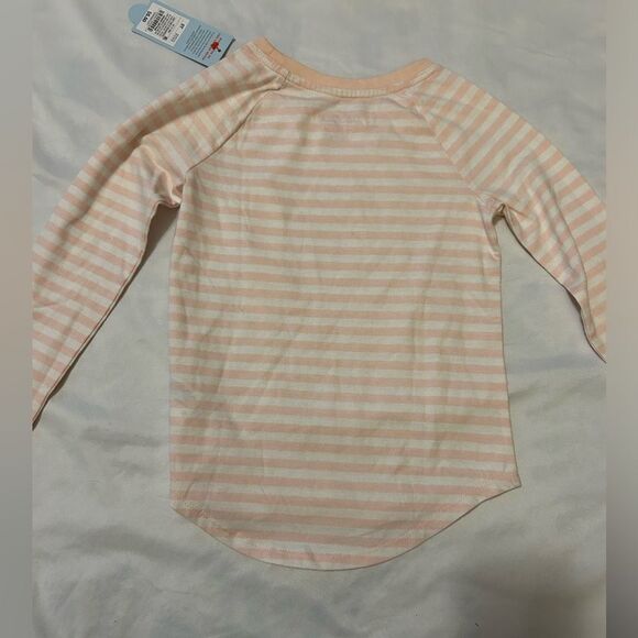 NWT Cat And Jack Stripe Long Sleeve Top 5T Light Pink And Ivory Cotton - Picture 2 of 5